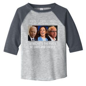 The Party Of Liars And Thieves Anti Biden Harris Walz Toddler Fine Jersey T-Shirt