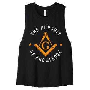 The Pursuit Of Knowledge Mason Fraternal Smib Freemason Women's Racerback Cropped Tank