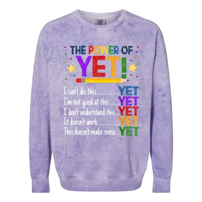 The Power Of Yet Growth Mindset Funny Teacher Colorblast Crewneck Sweatshirt