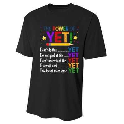 The Power Of Yet Growth Mindset Funny Teacher Performance Sprint T-Shirt