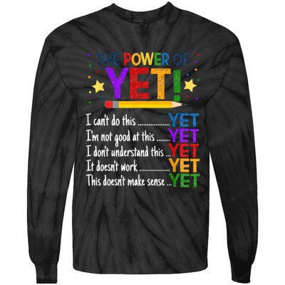 The Power Of Yet Growth Mindset Funny Teacher Tie-Dye Long Sleeve Shirt