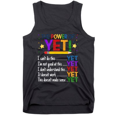 The Power Of Yet Growth Mindset Funny Teacher Tank Top