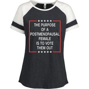 The Purpose Of A Postmenopausal Female Is To Vote Them Out Enza Ladies Jersey Colorblock Tee