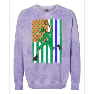 Tennis Police Officer Cop Irish Usa Flag St Patrick's Day Gift Colorblast Crewneck Sweatshirt