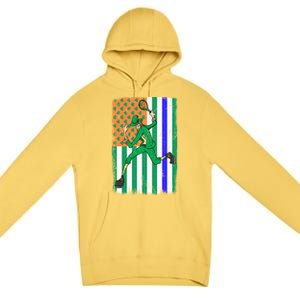 Tennis Police Officer Cop Irish Usa Flag St Patrick's Day Gift Premium Pullover Hoodie