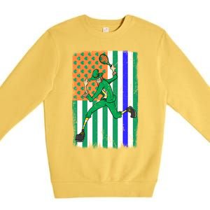 Tennis Police Officer Cop Irish Usa Flag St Patrick's Day Gift Premium Crewneck Sweatshirt