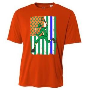 Tennis Police Officer Cop Irish Usa Flag St Patrick's Day Gift Cooling Performance Crew T-Shirt