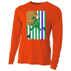 Tennis Police Officer Cop Irish Usa Flag St Patrick's Day Gift Cooling Performance Long Sleeve Crew