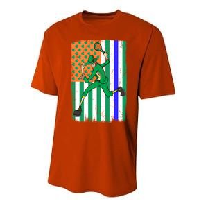 Tennis Police Officer Cop Irish Usa Flag St Patrick's Day Gift Performance Sprint T-Shirt