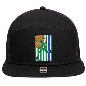 Tennis Police Officer Cop Irish Usa Flag St Patrick's Day Gift 7 Panel Mesh Trucker Snapback Hat