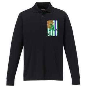 Tennis Police Officer Cop Irish Usa Flag St Patrick's Day Gift Performance Long Sleeve Polo