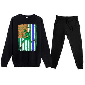 Tennis Police Officer Cop Irish Usa Flag St Patrick's Day Gift Premium Crewneck Sweatsuit Set