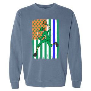 Tennis Police Officer Cop Irish Usa Flag St Patrick's Day Gift Garment-Dyed Sweatshirt