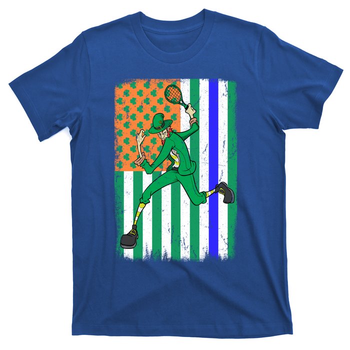 Tennis Police Officer Cop Irish Usa Flag St Patrick's Day Gift T-Shirt