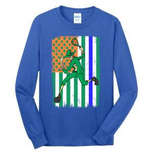 Tennis Police Officer Cop Irish Usa Flag St Patrick's Day Gift Tall Long Sleeve T-Shirt