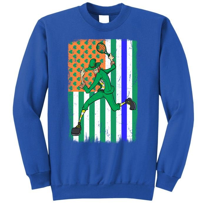 Tennis Police Officer Cop Irish Usa Flag St Patrick's Day Gift Tall Sweatshirt