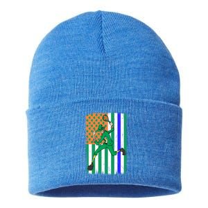 Tennis Police Officer Cop Irish Usa Flag St Patrick's Day Gift Sustainable Knit Beanie