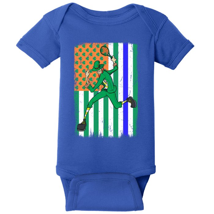 Tennis Police Officer Cop Irish Usa Flag St Patrick's Day Gift Baby Bodysuit