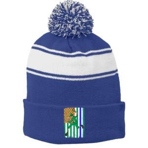 Tennis Police Officer Cop Irish Usa Flag St Patrick's Day Gift Stripe Pom Pom Beanie