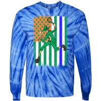 Tennis Police Officer Cop Irish Usa Flag St Patrick's Day Gift Tie-Dye Long Sleeve Shirt