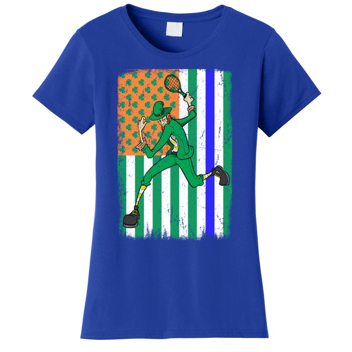 Tennis Police Officer Cop Irish Usa Flag St Patrick's Day Gift Women's T-Shirt