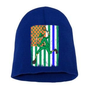 Tennis Police Officer Cop Irish Usa Flag St Patrick's Day Gift Short Acrylic Beanie