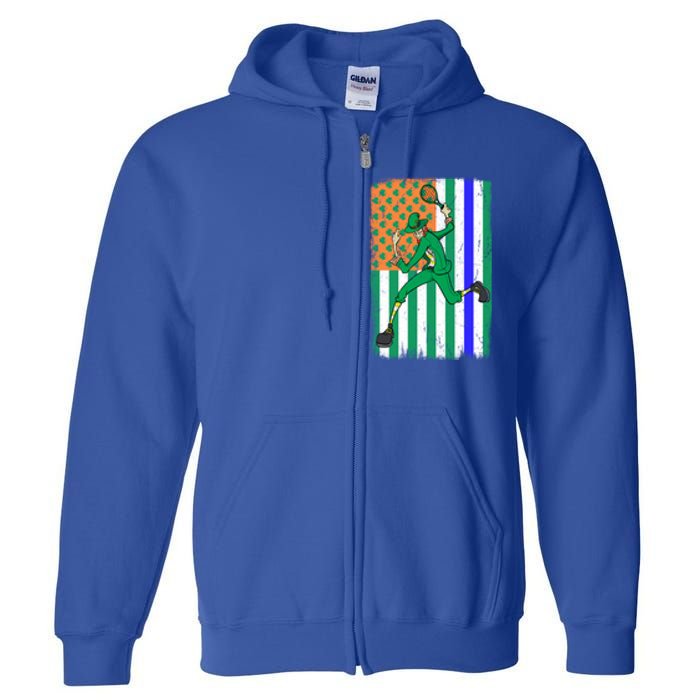 Tennis Police Officer Cop Irish Usa Flag St Patrick's Day Gift Full Zip Hoodie