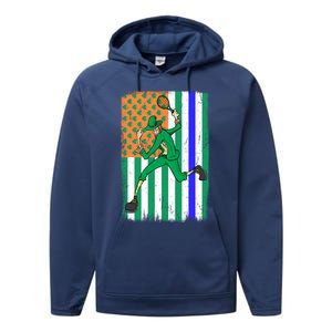 Tennis Police Officer Cop Irish Usa Flag St Patrick's Day Gift Performance Fleece Hoodie