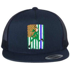 Tennis Police Officer Cop Irish Usa Flag St Patrick's Day Gift Flat Bill Trucker Hat