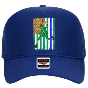 Tennis Police Officer Cop Irish Usa Flag St Patrick's Day Gift High Crown Mesh Back Trucker Hat