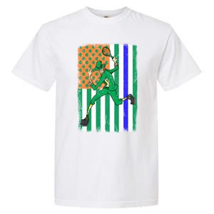 Tennis Police Officer Cop Irish Usa Flag St Patrick's Day Gift Garment-Dyed Heavyweight T-Shirt