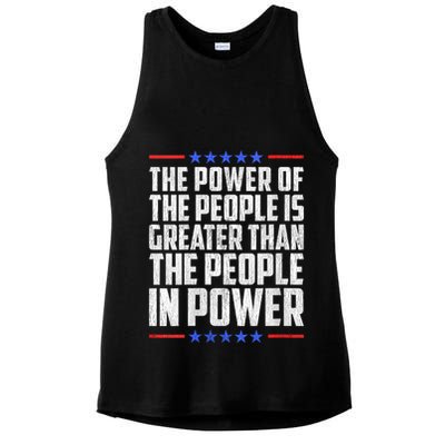 The Power Of The People Is Greater Than The People In Power V-Neck Ladies PosiCharge Tri-Blend Wicking Tank