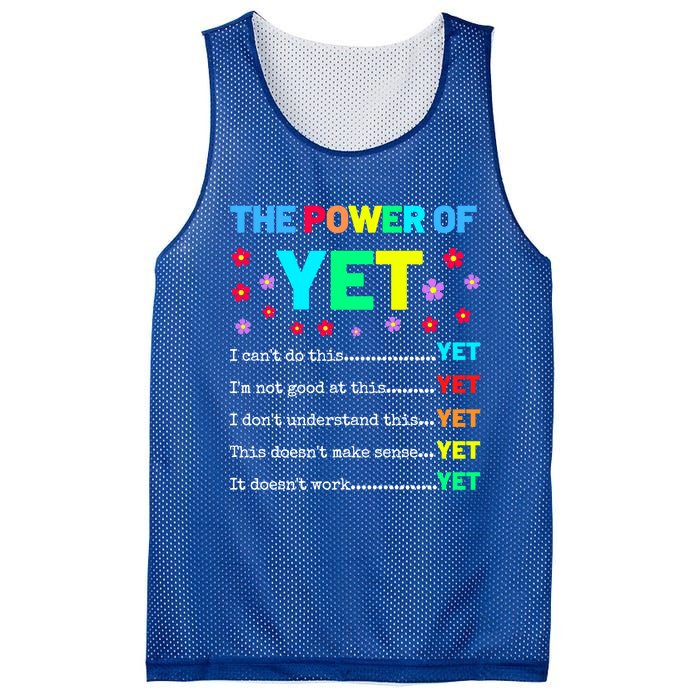 The Power Of Yet Positive Vibes Inspirational Teacher Quote Great Gift Mesh Reversible Basketball Jersey Tank