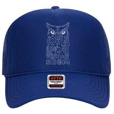 Twin Peaks Owls Are Not What They Seem Graphic High Crown Mesh Back Trucker Hat