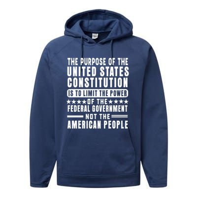 The Purpose Of The United States Constitution Is To Limit Gift Performance Fleece Hoodie