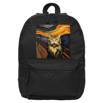 The Picture Of The Scream By Edward Munch But With A Cat 16 in Basic Backpack