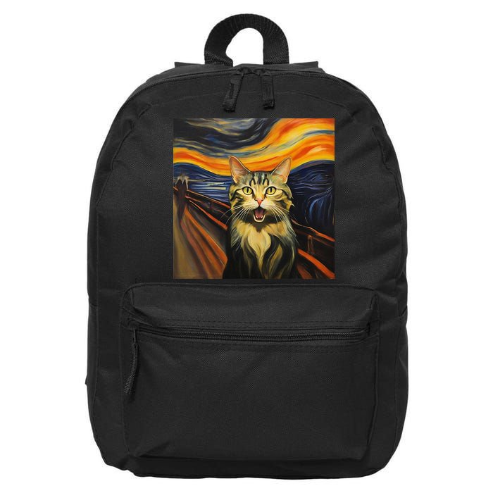 The Picture Of The Scream By Edward Munch But With A Cat 16 in Basic Backpack