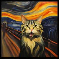 The Picture Of The Scream By Edward Munch But With A Cat 16 in Basic Backpack