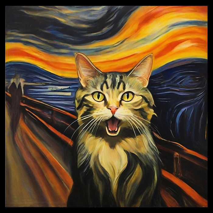 The Picture Of The Scream By Edward Munch But With A Cat 16 in Basic Backpack