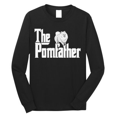 The Pomfather - Pom Father Funny Dog Dad Pomeranian Lover Long Sleeve Shirt