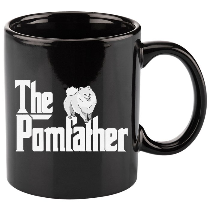 The Pomfather - Pom Father Funny Dog Dad Pomeranian Lover 11oz C Handle Ceramic Mug