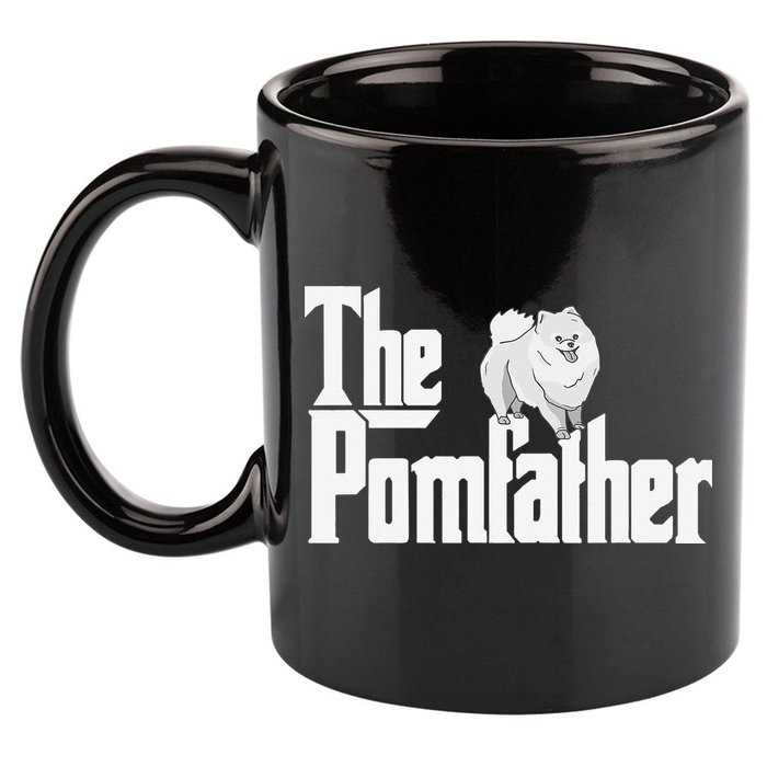 The Pomfather - Pom Father Funny Dog Dad Pomeranian Lover 11oz C Handle Ceramic Mug