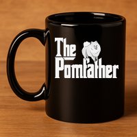 The Pomfather - Pom Father Funny Dog Dad Pomeranian Lover 11oz C Handle Ceramic Mug