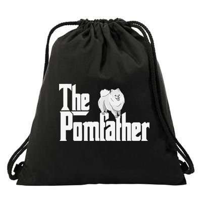 The Pomfather - Pom Father Funny Dog Dad Pomeranian Lover Drawstring Bag