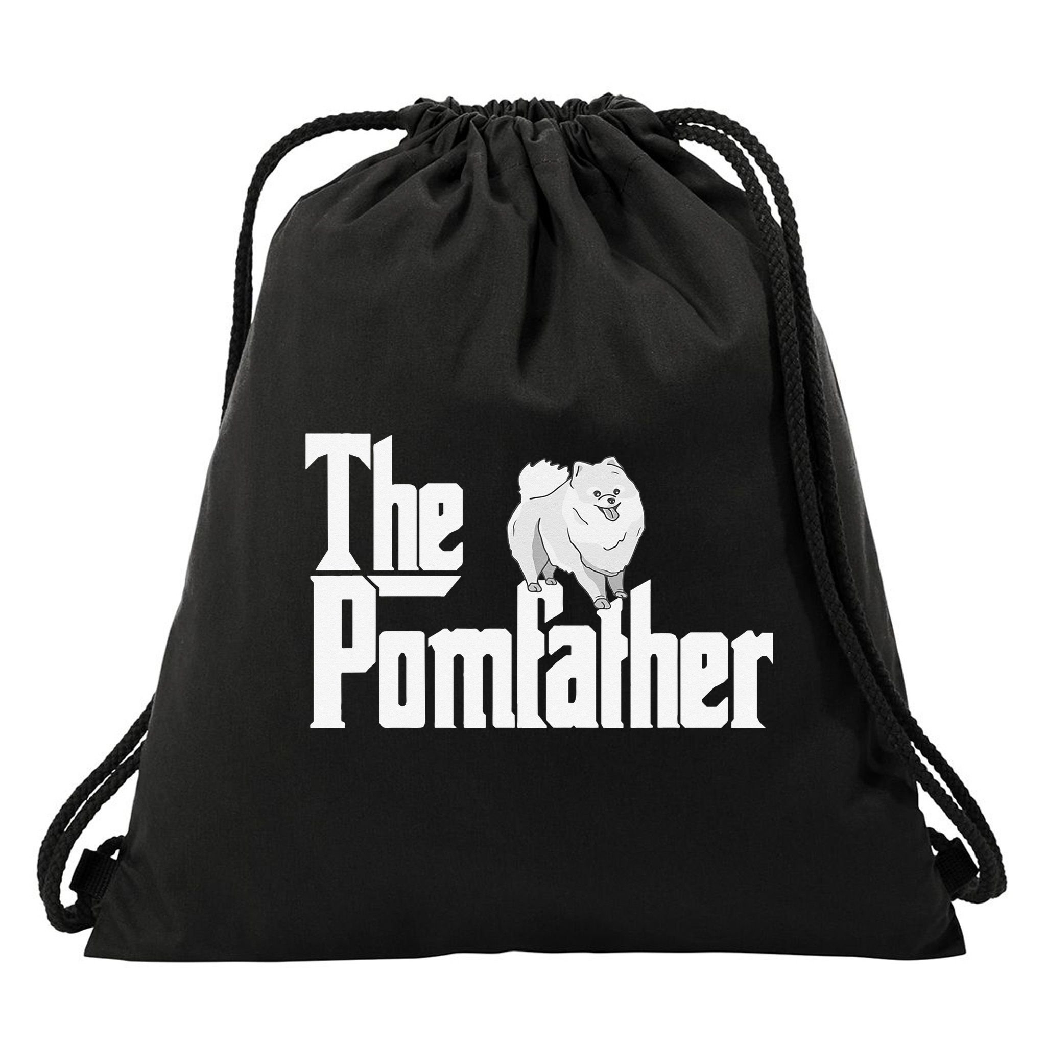 The Pomfather - Pom Father Funny Dog Dad Pomeranian Lover Drawstring Bag