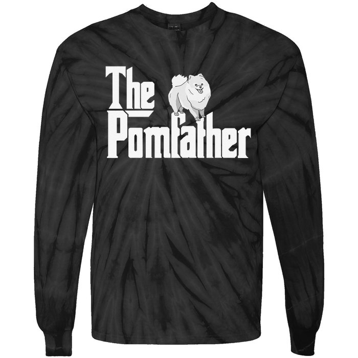 The Pomfather - Pom Father Funny Dog Dad Pomeranian Lover Tie-Dye Long Sleeve Shirt