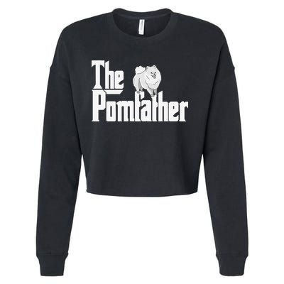 The Pomfather - Pom Father Funny Dog Dad Pomeranian Lover Cropped Pullover Crew