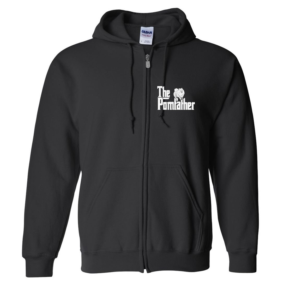 The Pomfather - Pom Father Funny Dog Dad Pomeranian Lover Full Zip Hoodie