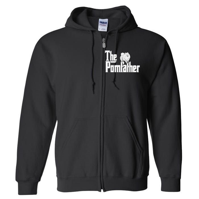 The Pomfather - Pom Father Funny Dog Dad Pomeranian Lover Full Zip Hoodie