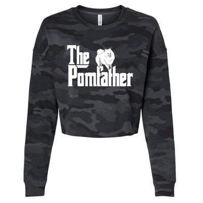 The Pomfather Pom Father Funny Dog Dad Pomeranian Lover Cropped Pullover Crew